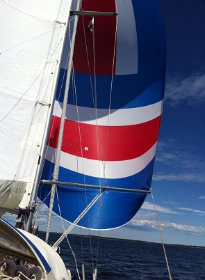 spinnaker red white and blue